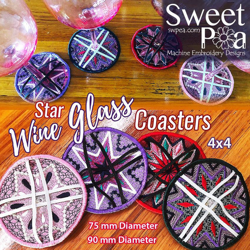 Star Wine Coasters 4x4 - Sweet Pea