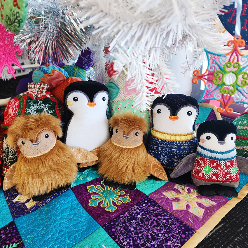 Penguin Stuffies 5x7 6x10 8x12 In the hoop machine embroidery designs