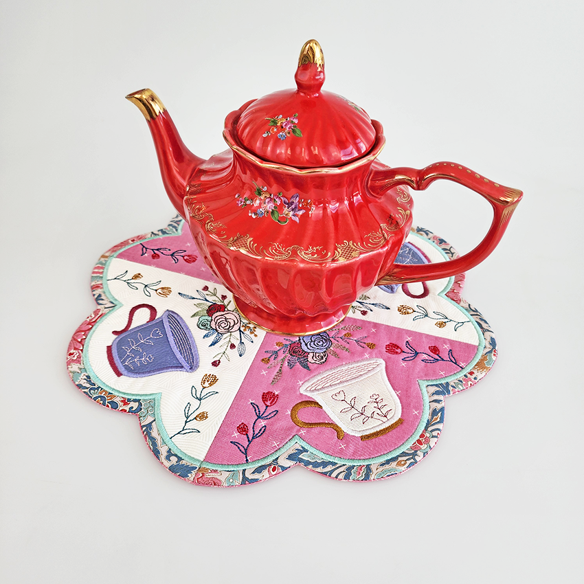 Teacup Table Centre 4x4 5x5 6x6 7x7 8x8 In the hoop machine embroidery designs