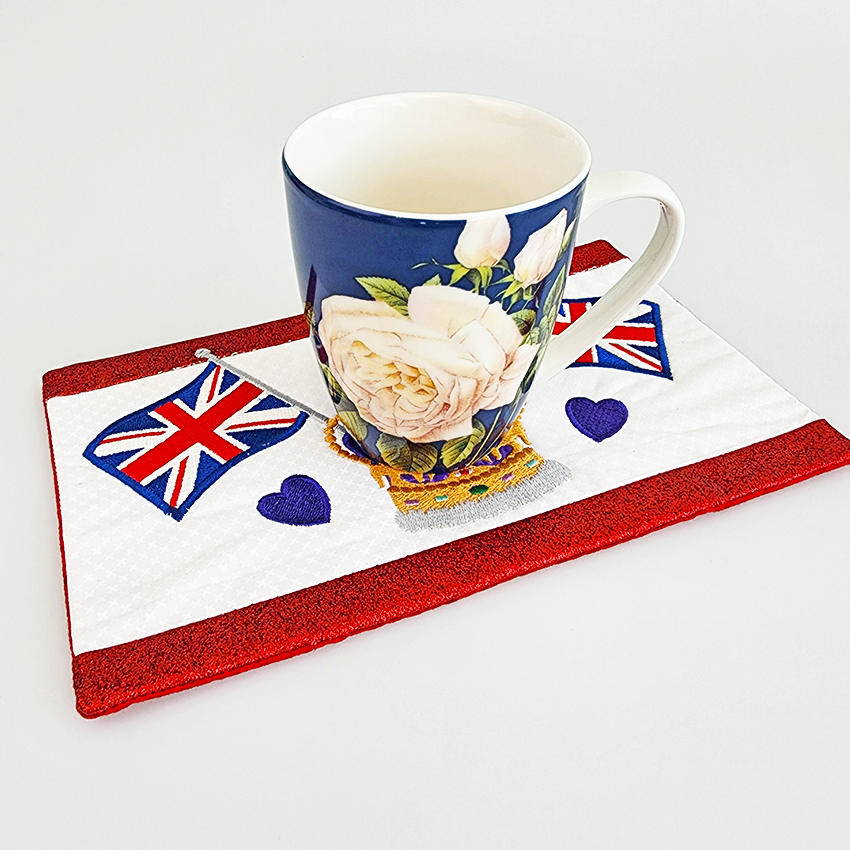 UK Mug Rug 5x7 6x10 7x12 In the hoop machine embroidery designs