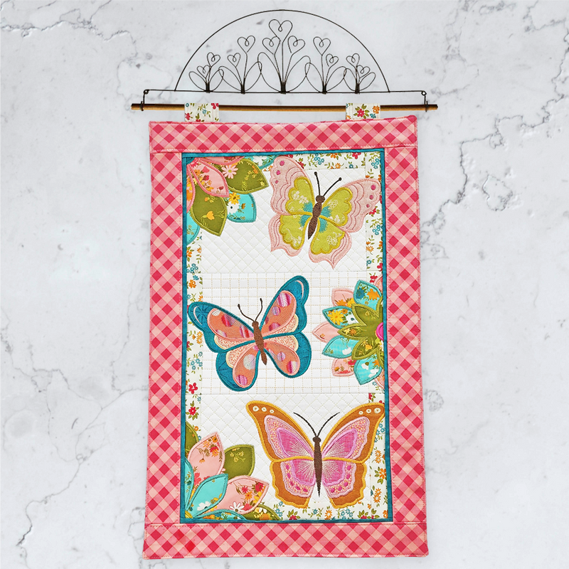 Floral Butterfly Hanger 5x7 6x10 7x12 - Sweet Pea In The Hoop Machine Embroidery Design