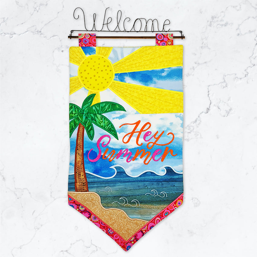 Hey Summer Flag 5x7 6x10 7x12 - Sweet Pea Australia In the hoop machine embroidery designs. in the hoop project, in the hoop embroidery designs, craft in the hoop project, diy in the hoop project, diy craft in the hoop project, in the hoop embroidery patterns, design in the hoop patterns, embroidery designs for in the hoop embroidery projects, best in the hoop machine embroidery designs perfect for all hoops and embroidery machines