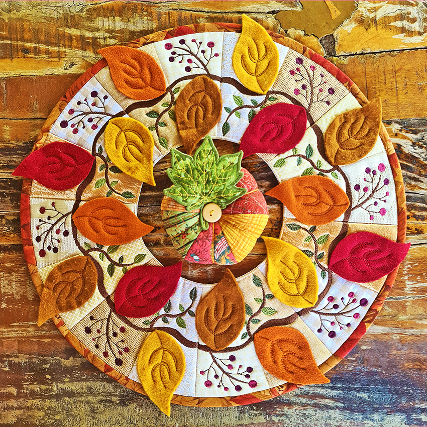 Autumn Leaves Wreath 5x5 6x6 7x7 8x8 - Sweet Pea Australia In the hoop machine embroidery designs. in the hoop project, in the hoop embroidery designs, craft in the hoop project, diy in the hoop project, diy craft in the hoop project, in the hoop embroidery patterns, design in the hoop patterns, embroidery designs for in the hoop embroidery projects, best in the hoop machine embroidery designs perfect for all hoops and embroidery machines