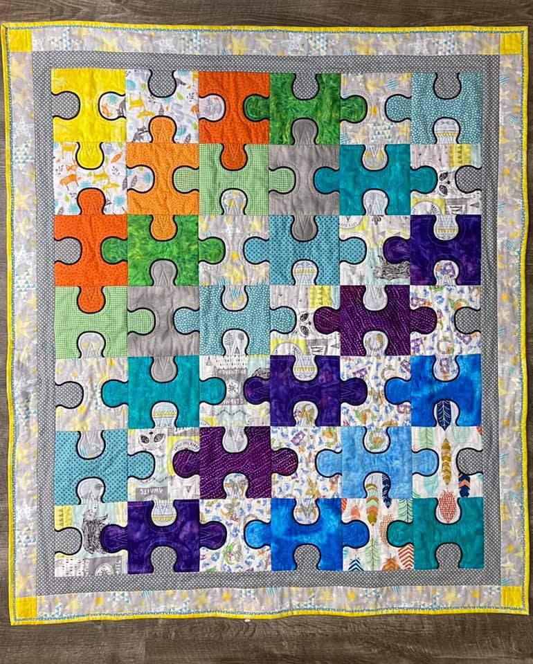 Jigsaw Block and Quilt 4x4 5x5 6x6 7x7 - Sweet Pea