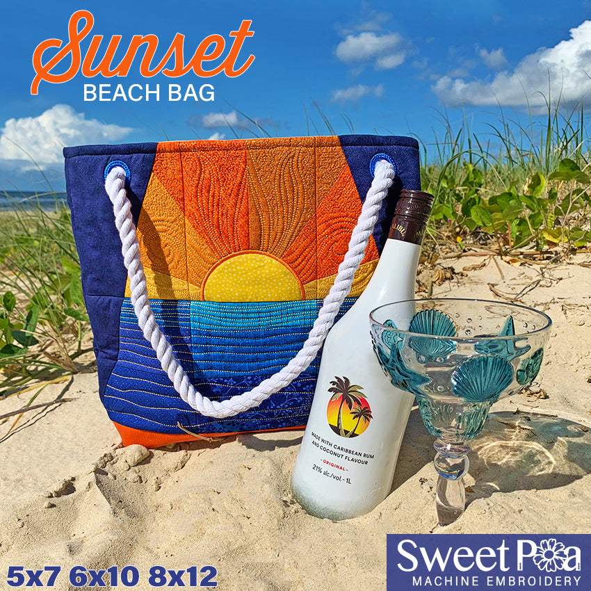 Sunset Beach Tote Bag 5x7 6x10 8x12 - Sweet Pea Australia In the hoop machine embroidery designs. in the hoop project, in the hoop embroidery designs, craft in the hoop project, diy in the hoop project, diy craft in the hoop project, in the hoop embroidery patterns, design in the hoop patterns, embroidery designs for in the hoop embroidery projects, best in the hoop machine embroidery designs perfect for all hoops and embroidery machines