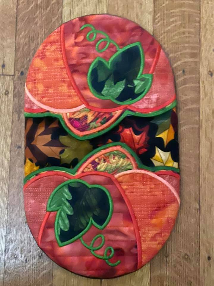 Pumpkin Oven Mitt 6x10 7x12 - Sweet Pea In The Hoop Machine Embroidery Design