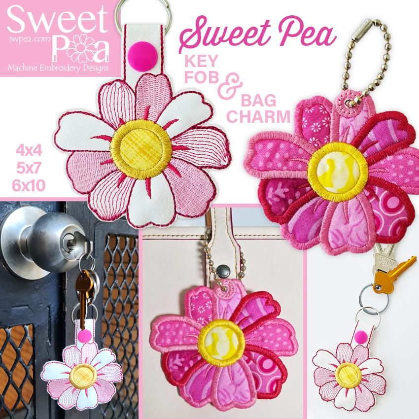 Sweet Pea Key FOB & Bag Charm Set 4x4 5x7 6x10 - Sweet Pea Australia In the hoop machine embroidery designs. in the hoop project, in the hoop embroidery designs, craft in the hoop project, diy in the hoop project, diy craft in the hoop project, in the hoop embroidery patterns, design in the hoop patterns, embroidery designs for in the hoop embroidery projects, best in the hoop machine embroidery designs perfect for all hoops and embroidery machines