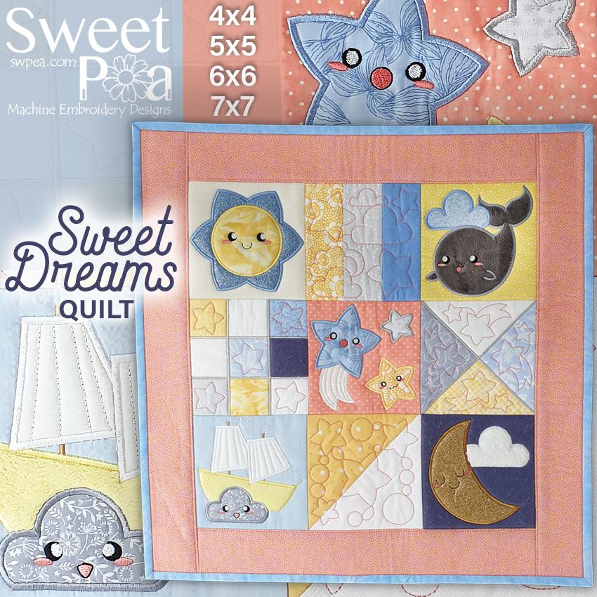 Sweet Dreams Baby Quilt and Blocks 4x4 5x5 6x6 7x7 - Sweet Pea Australia In the hoop machine embroidery designs. in the hoop project, in the hoop embroidery designs, craft in the hoop project, diy in the hoop project, diy craft in the hoop project, in the hoop embroidery patterns, design in the hoop patterns, embroidery designs for in the hoop embroidery projects, best in the hoop machine embroidery designs perfect for all hoops and embroidery machines