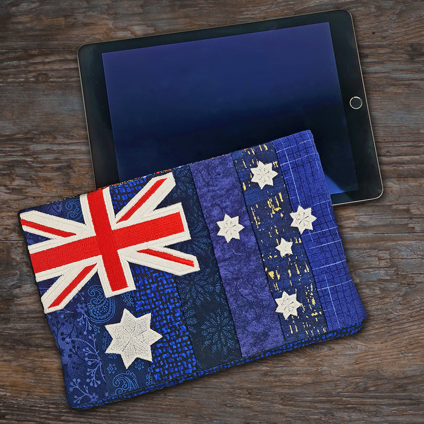 Australian Flag Tablet Cover & Phone Case 5x7 6x10 7x12 and 8x12 - Sweet Pea Australia In the hoop machine embroidery designs. in the hoop project, in the hoop embroidery designs, craft in the hoop project, diy in the hoop project, diy craft in the hoop project, in the hoop embroidery patterns, design in the hoop patterns, embroidery designs for in the hoop embroidery projects, best in the hoop machine embroidery designs perfect for all hoops and embroidery machines