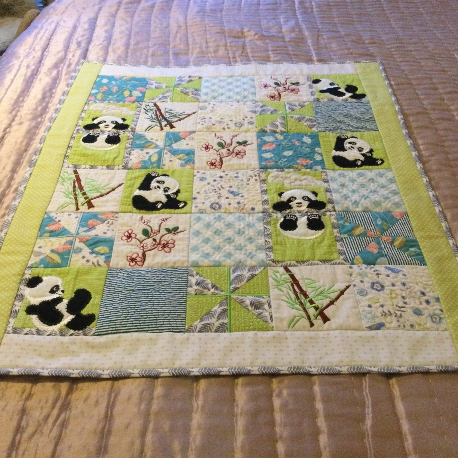 Panda Quilt 5x5 6x6 and 7x7 In the hoop machine embroidery designs