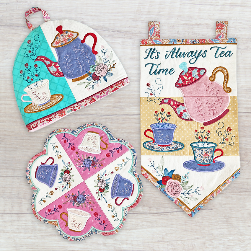 Tea Time Set In the hoop machine embroidery designs