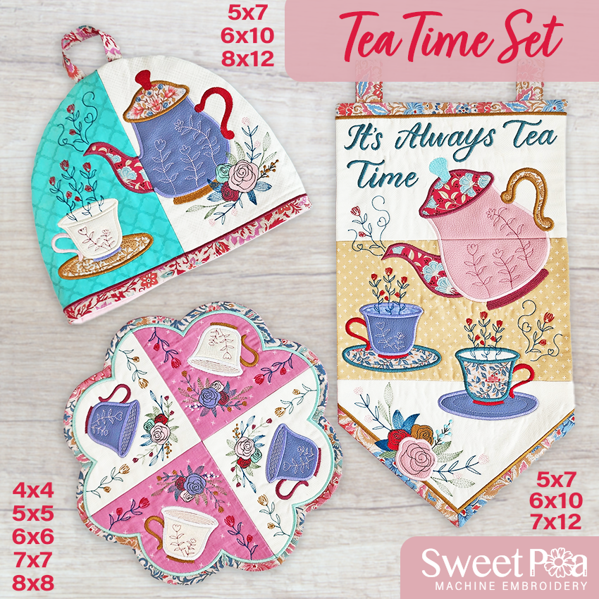 Tea Time Set In the hoop machine embroidery designs