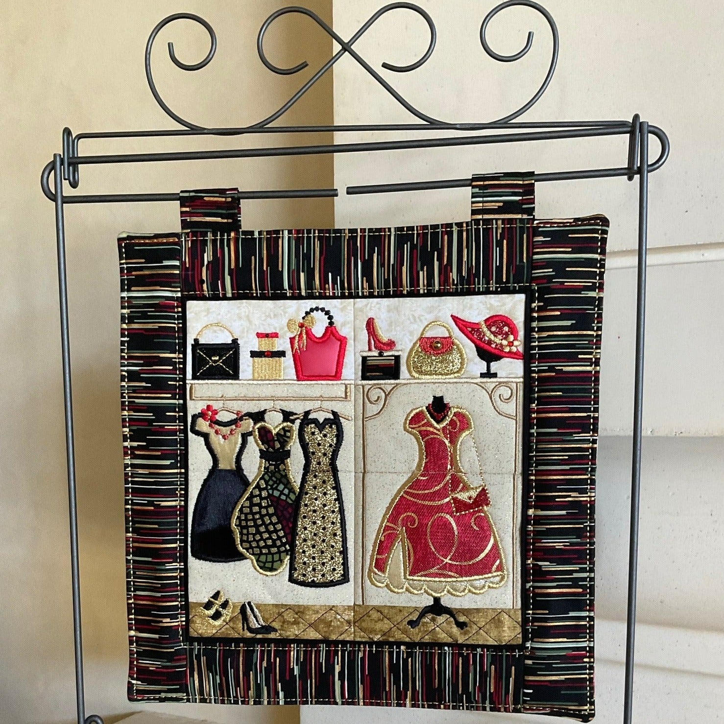 Dress Boutique Scene Hanger 4x4 5x5 6x6 7x7 In the hoop machine embroidery designs