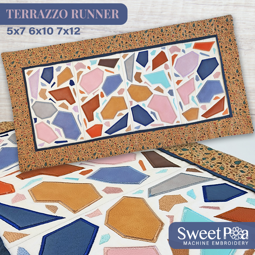 Terrazzo Runner 5x7 6x10 7x12 In the hoop machine embroidery designs