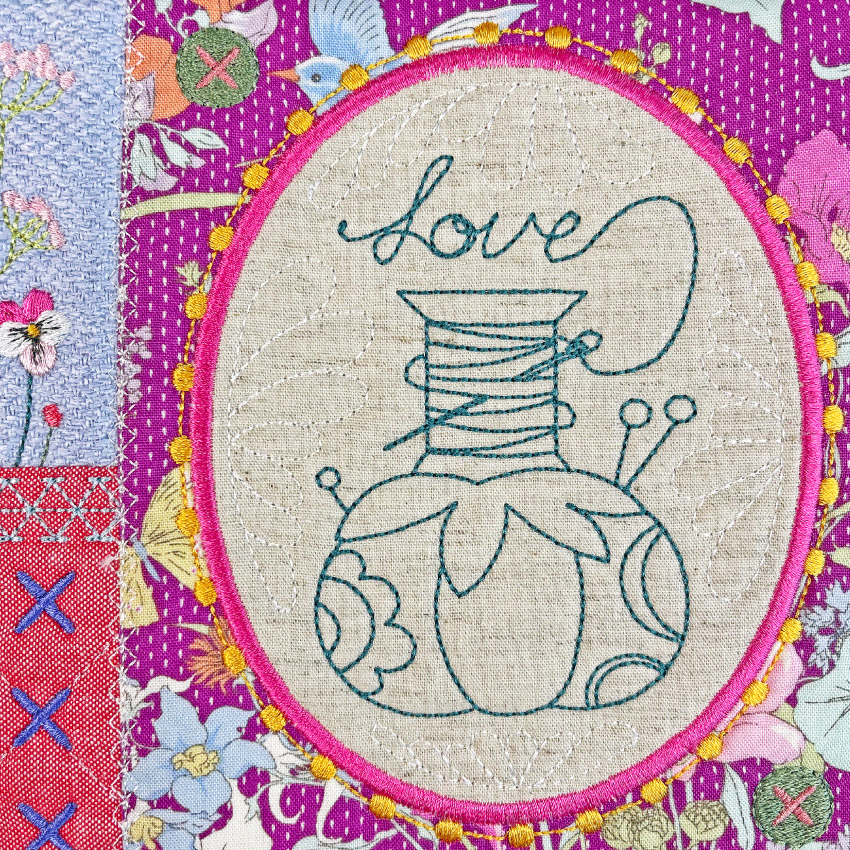 BOM Treasured Notions Quilt - Block 6 - Sweet Pea Australia In the hoop machine embroidery designs. in the hoop project, in the hoop embroidery designs, craft in the hoop project, diy in the hoop project, diy craft in the hoop project, in the hoop embroidery patterns, design in the hoop patterns, embroidery designs for in the hoop embroidery projects, best in the hoop machine embroidery designs perfect for all hoops and embroidery machines