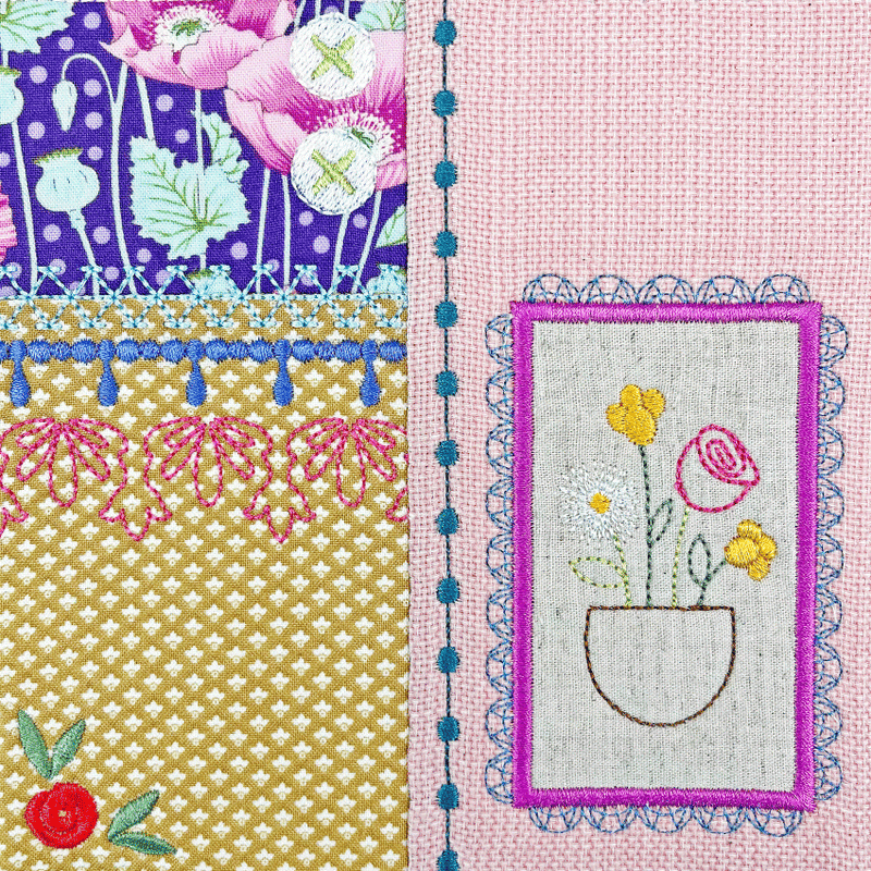 BOM Treasured Notions Quilt - Block 4 - Sweet Pea In The Hoop Machine Embroidery Design