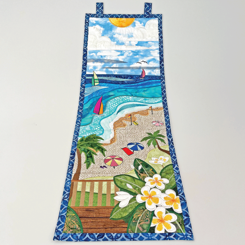 Tropical Beach Scene Hanger 5x7 6x10 and 7x12 - Sweet Pea Australia In the hoop machine embroidery designs. in the hoop project, in the hoop embroidery designs, craft in the hoop project, diy in the hoop project, diy craft in the hoop project, in the hoop embroidery patterns, design in the hoop patterns, embroidery designs for in the hoop embroidery projects, best in the hoop machine embroidery designs perfect for all hoops and embroidery machines