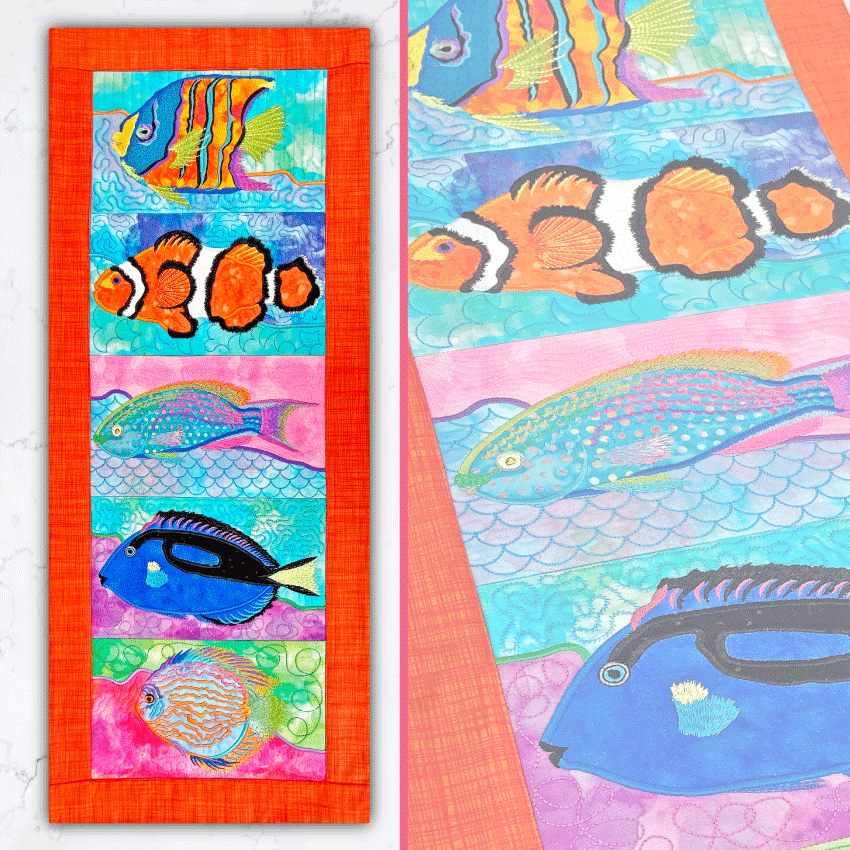 Tropical Fish Table Runner 6x10 7x12