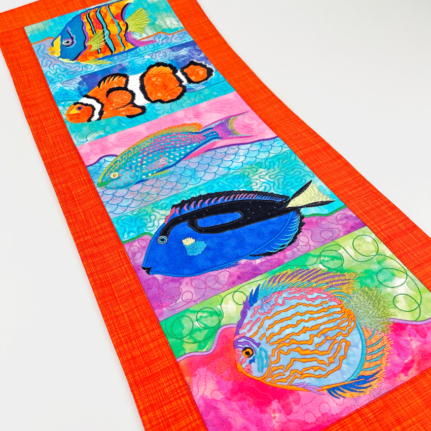 Tropical Fish Table Runner 6x10 7x12