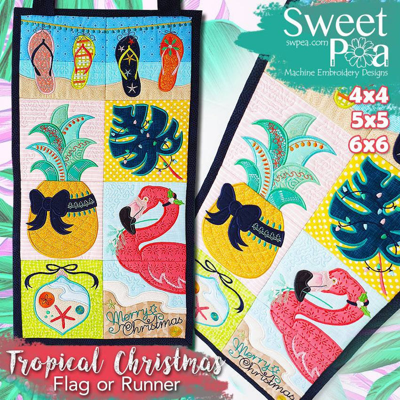 Tropical Christmas Flag or Runner 4x4 5x5 6x6 - Sweet Pea