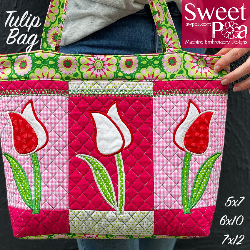 Tulip Bag 5x7 6x10 7x12 - Sweet Pea Australia In the hoop machine embroidery designs. in the hoop project, in the hoop embroidery designs, craft in the hoop project, diy in the hoop project, diy craft in the hoop project, in the hoop embroidery patterns, design in the hoop patterns, embroidery designs for in the hoop embroidery projects, best in the hoop machine embroidery designs perfect for all hoops and embroidery machines