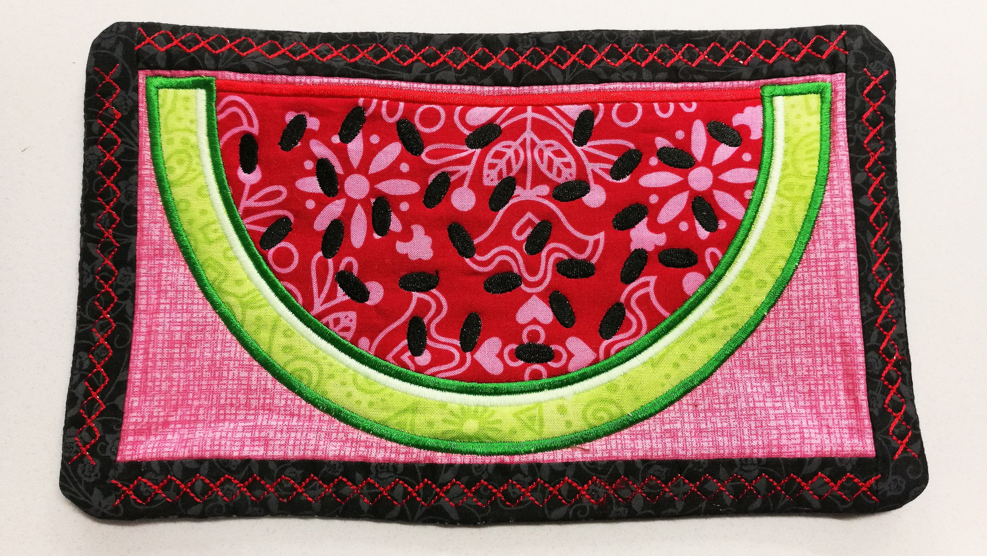 Watermelon table runner, mugrug, coaster set 4x4 5x7 6x10 8x12 in the hoop machine embroidery design - Sweet Pea Australia In the hoop machine embroidery designs. in the hoop project, in the hoop embroidery designs, craft in the hoop project, diy in the hoop project, diy craft in the hoop project, in the hoop embroidery patterns, design in the hoop patterns, embroidery designs for in the hoop embroidery projects, best in the hoop machine embroidery designs perfect for all hoops and embroidery machines