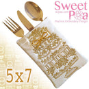 Wedding cake cutlery pocket 5x7 in the hoop machine embroidery design - Sweet Pea