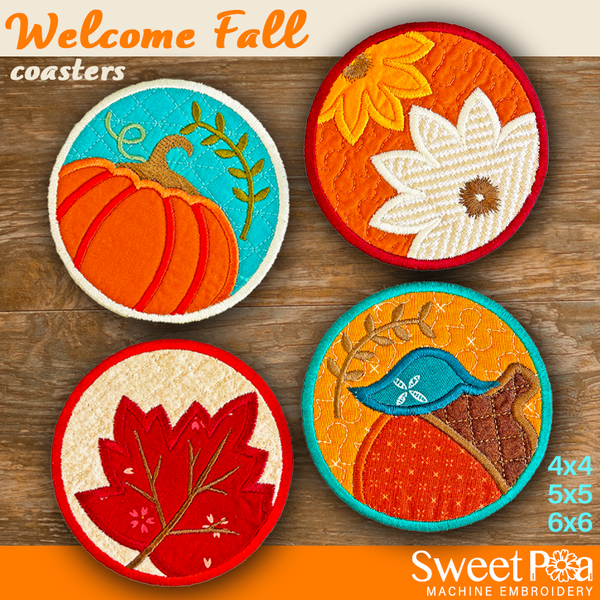 Welcome Fall Coasters 4x4 5x5 6x6