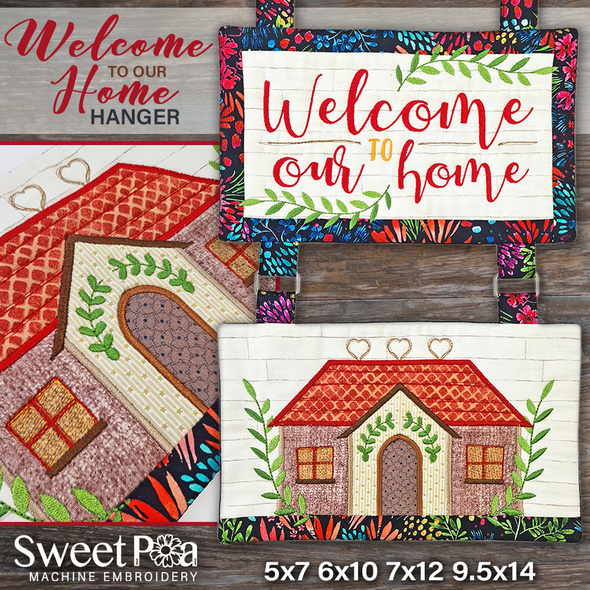 Welcome to Our Home Hanger 5x7 6x10 7x12 9.5x14 - Sweet Pea Australia In the hoop machine embroidery designs. in the hoop project, in the hoop embroidery designs, craft in the hoop project, diy in the hoop project, diy craft in the hoop project, in the hoop embroidery patterns, design in the hoop patterns, embroidery designs for in the hoop embroidery projects, best in the hoop machine embroidery designs perfect for all hoops and embroidery machines