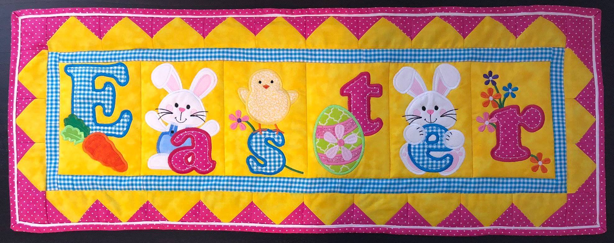 Easter Flag or Table Runner 4x4 5x7 6x10 8x12 - Sweet Pea Australia In the hoop machine embroidery designs. in the hoop project, in the hoop embroidery designs, craft in the hoop project, diy in the hoop project, diy craft in the hoop project, in the hoop embroidery patterns, design in the hoop patterns, embroidery designs for in the hoop embroidery projects, best in the hoop machine embroidery designs perfect for all hoops and embroidery machines