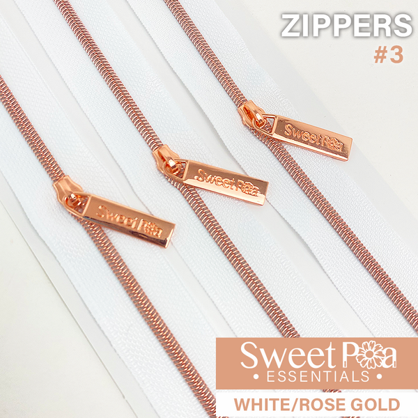 Sweet Pea #3 Zippers - White/Rose Gold | Sweet Pea.