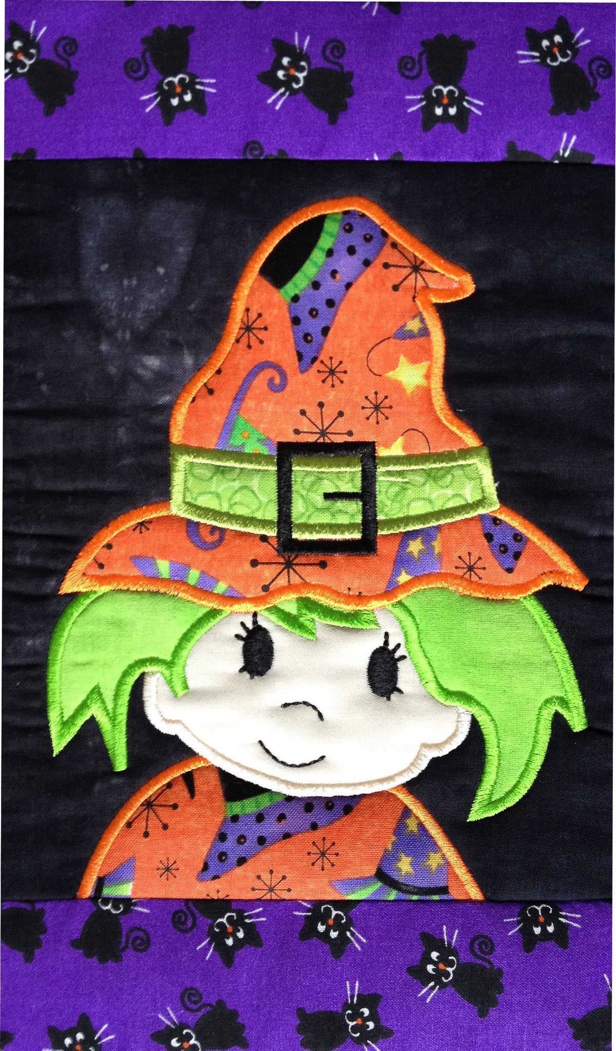 Halloween Witch Table Runner Machine Embroidery Design