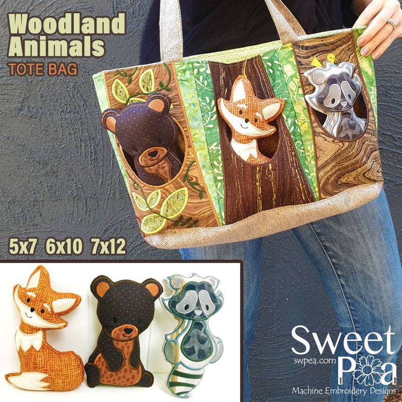 Woodland Animas Tote Bag 6x10 7x12 9.5x14 10.6x16 in the hoop 46335a51 5ca9 496a 93a8