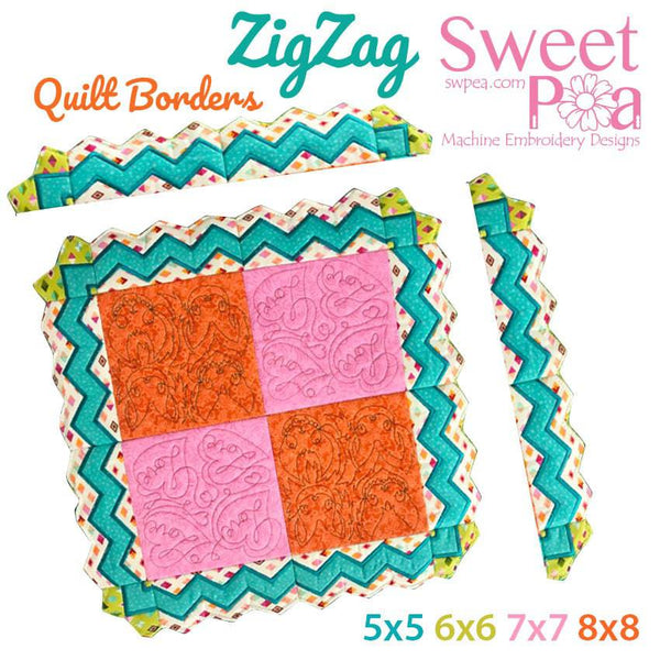 Zigzag quilt border block 5x5 6x6 7x7 and 8x8 - Sweet Pea