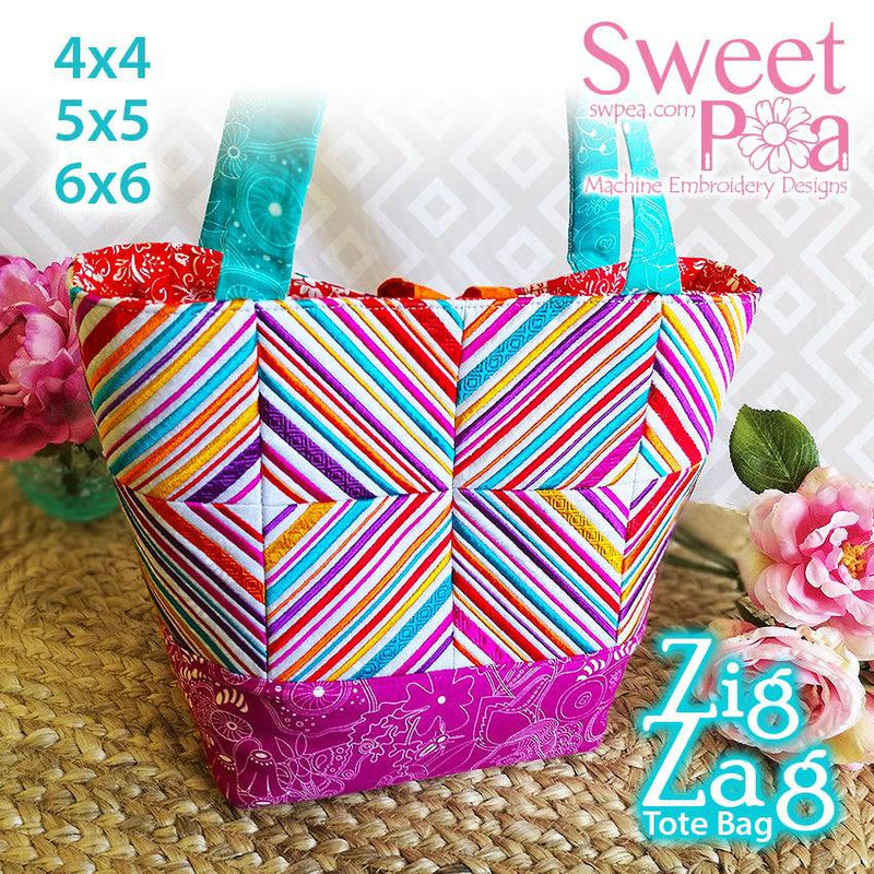 Zigzag Tote Bag 4x4 5x5 6x6 - Sweet Pea
