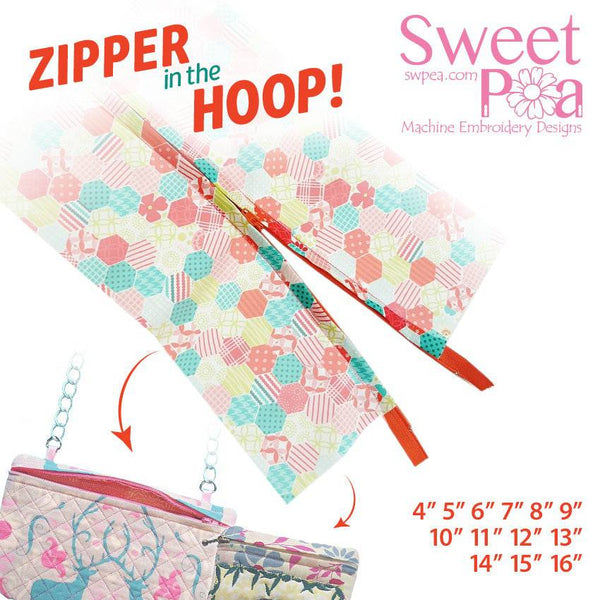 Zippers for multiple hoops 'in the hoop' machine embroidery design - Sweet Pea