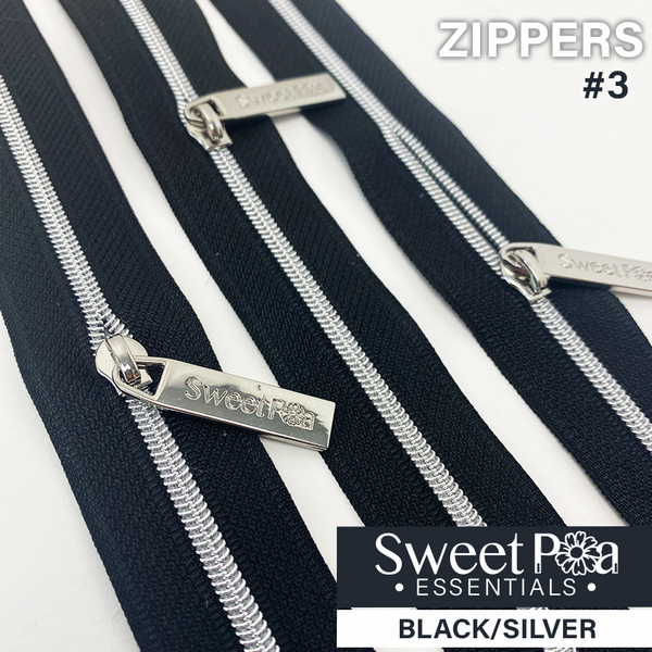 Sweet Pea #3 Zippers - Black/Silver | Sweet Pea.