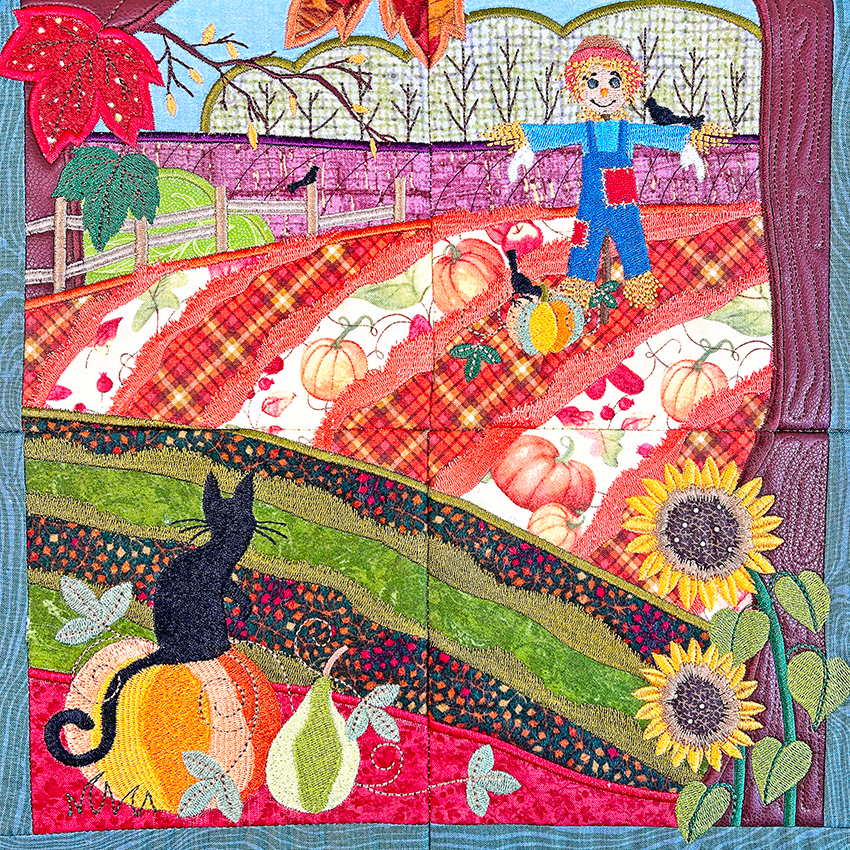 An Autumn Day Quilt 4x4 5x5 6x6 7x7 8x8 In the hoop machine embroidery designs