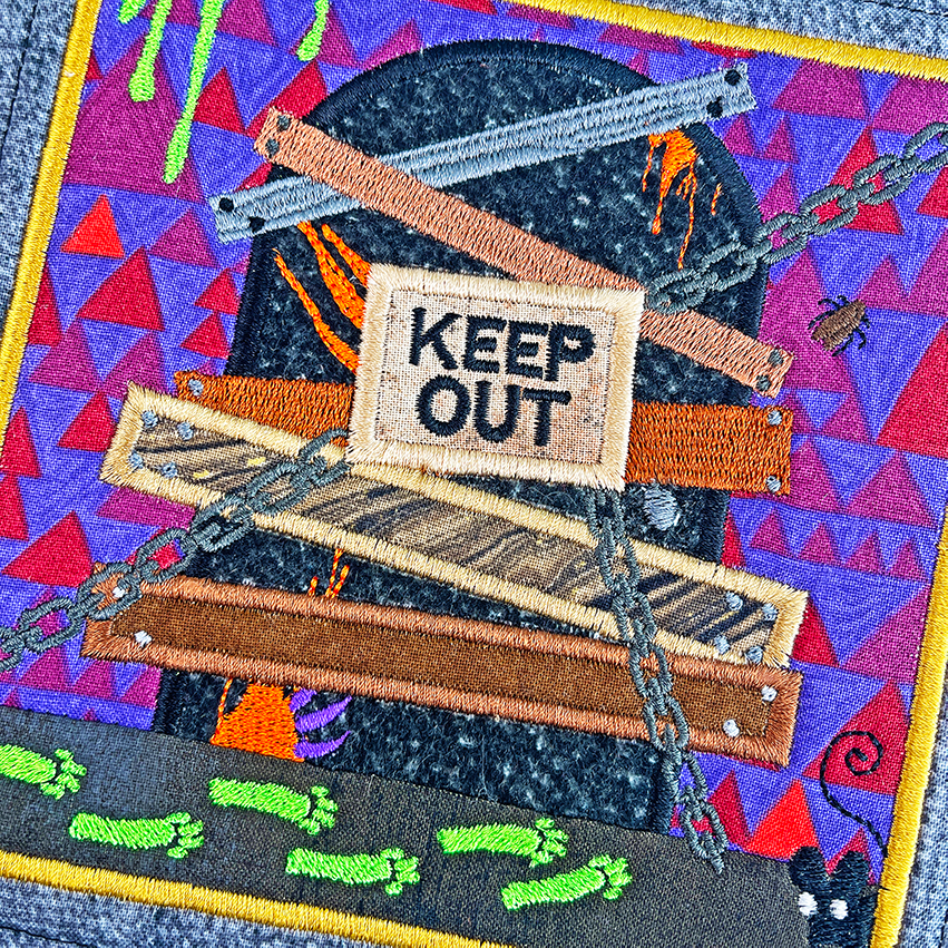 BOW Halloween Haunted House Quilt - Block 9 In the hoop machine embroidery designs