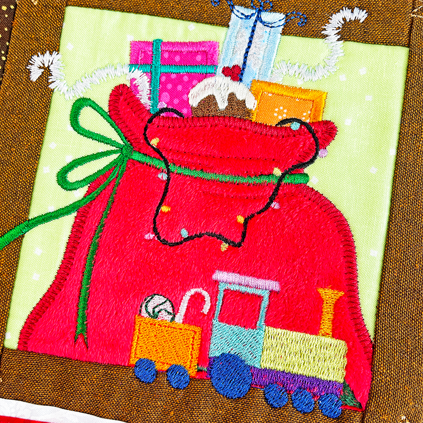 BOW Santa's Workshop Tour Quilt - Block 12 In the hoop machine embroidery designs