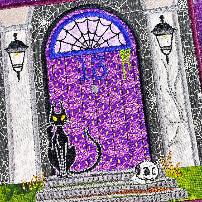 BOW Halloween Haunted House Quilt - Block 1 In the hoop machine embroidery designs