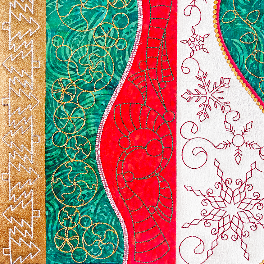 Christmas Freeform Runner 5x7 6x10 7x12 In the hoop machine embroidery designs