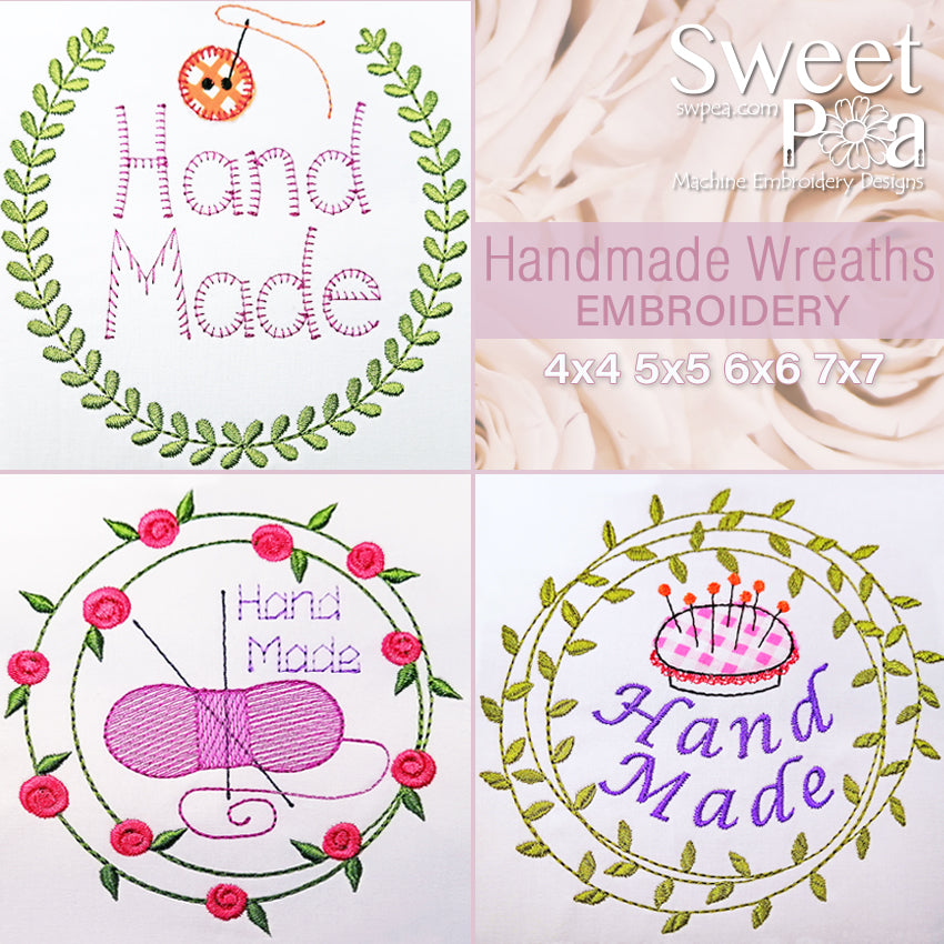 Handmade Wreaths Embroidery 4x4 5x5 6x6 7x7 - Sweet Pea Australia In the hoop machine embroidery designs. in the hoop project, in the hoop embroidery designs, craft in the hoop project, diy in the hoop project, diy craft in the hoop project, in the hoop embroidery patterns, design in the hoop patterns, embroidery designs for in the hoop embroidery projects, best in the hoop machine embroidery designs perfect for all hoops and embroidery machines