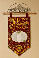 Hello Fall/Autumn Flag 5x7 6x10 7x12 - Sweet Pea In The Hoop Machine Embroidery Design