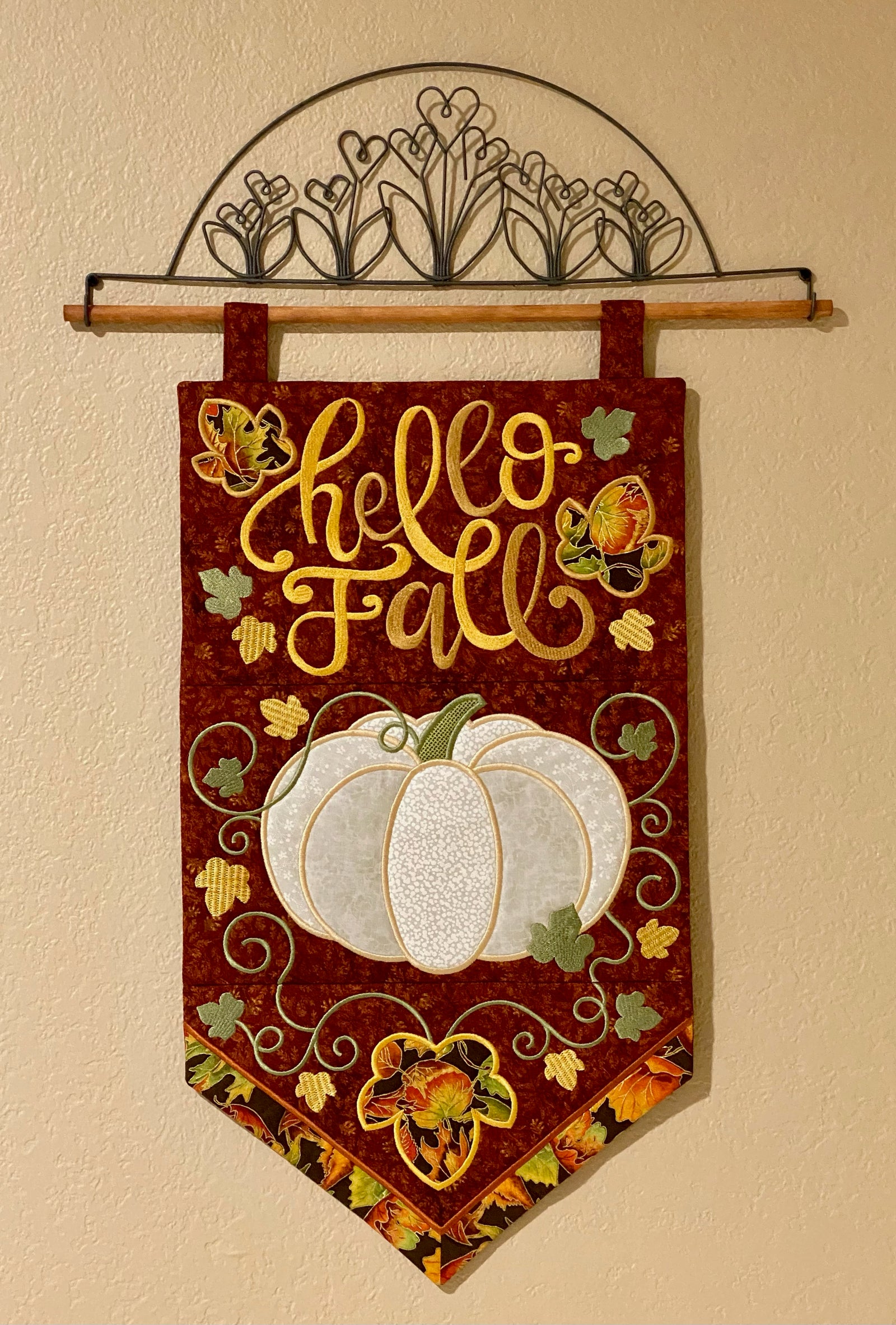 Hello Fall Hanger ITH Machine Embroidery Design