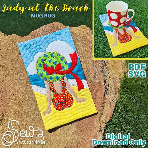 Lady at the Beach Applique and Mugrug Sewing Pattern. - Sweet Pea