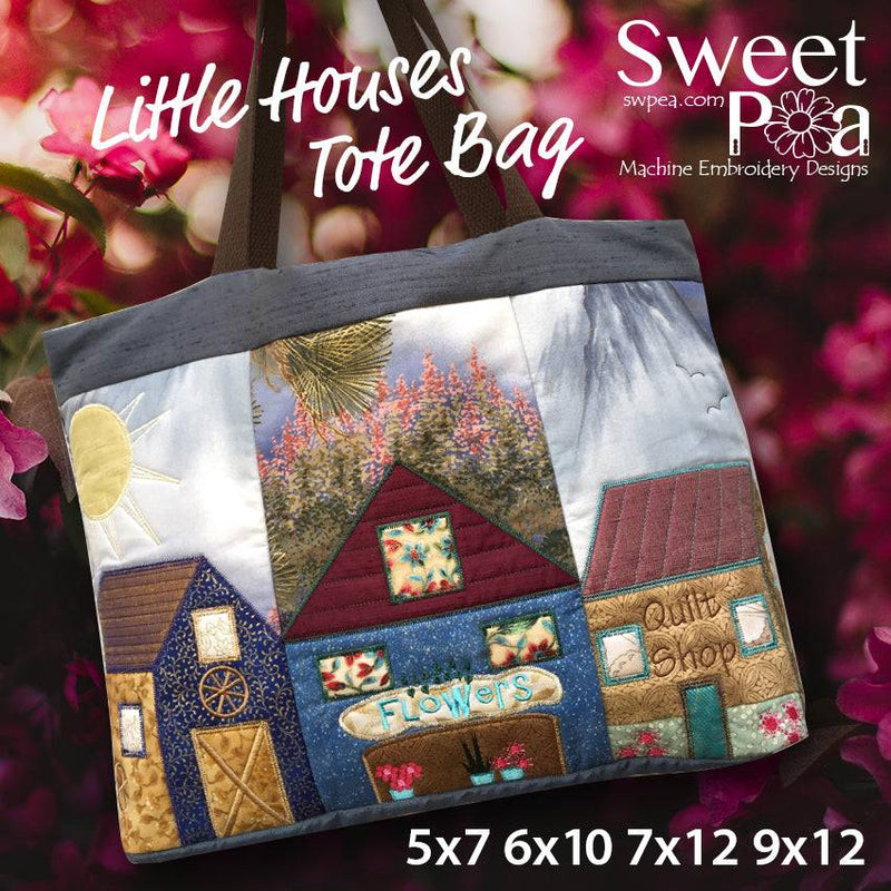Little Houses Tote Bag 5x7 6x10 7x12 9x12 - Sweet Pea