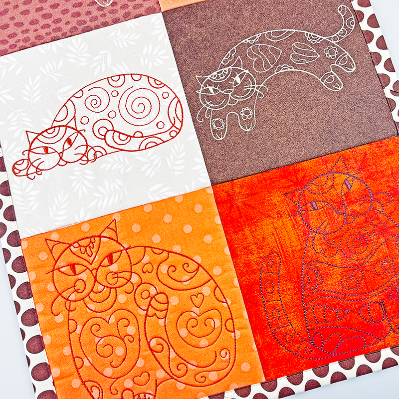 Redwork Pattern - Cats Wall Hanging Embroidery Designs
