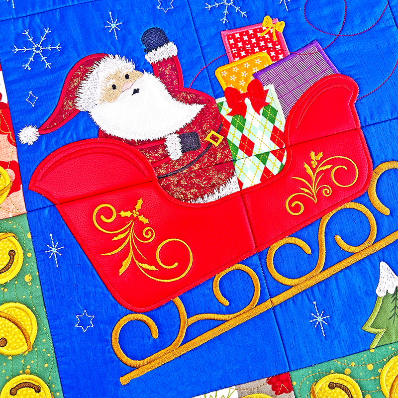 Santa's Sleigh Quilt 4x4 5x5 6x6 7x7 8x8 - Sweet Pea In The Hoop Machine Embroidery Design hoop machine embroidery designs, embroidery patterns, embroidery set, embroidery appliqué, hoop embroidery designs, small hoop designs, the best in the hoop machine embroidery designs, the best in the hoop sewing and embroidery designs