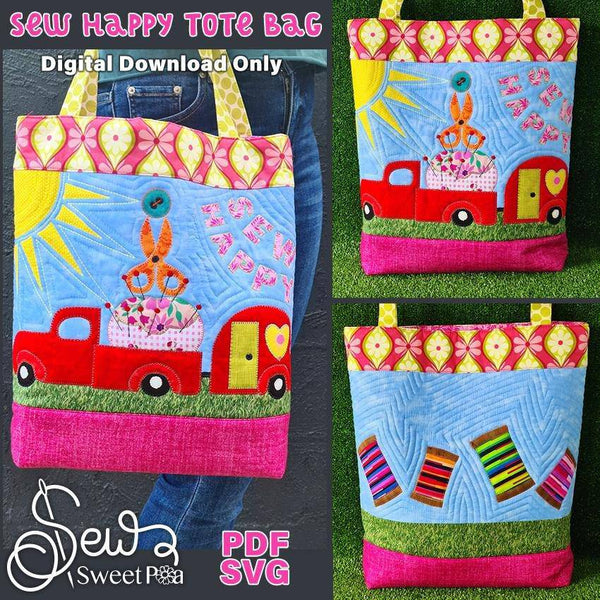 Sew Happy Tote Bag Pattern - Sweet Pea